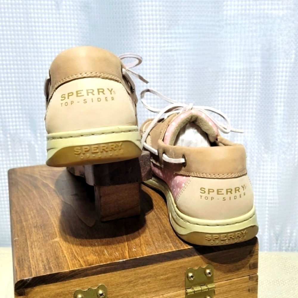 Sperry Top Sider Leather & Polka Dot Boat Shoe (10 Medium) - Picture 4 of 8